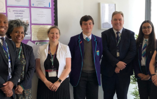Mayor Perry, school leaders, and pupils