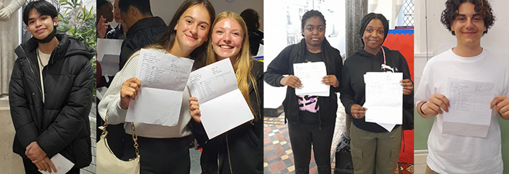 Croydon students proudly displaying their exam results