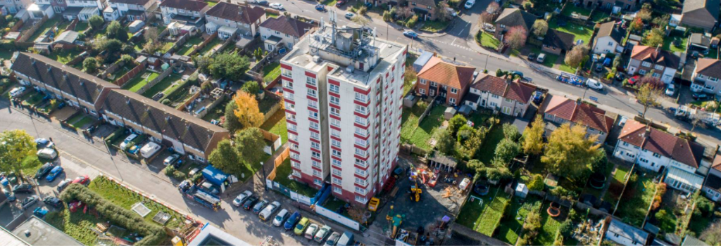 Aerial view of homes in New Addington