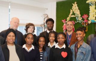 A picture of the Mayor attending an AHR podcast event with young people.