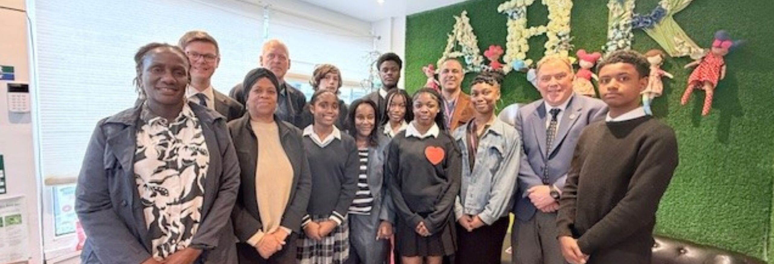 Executive Mayor Jason Perry and young people at the All Heads Recognised (AHR) Podcast Studio launch