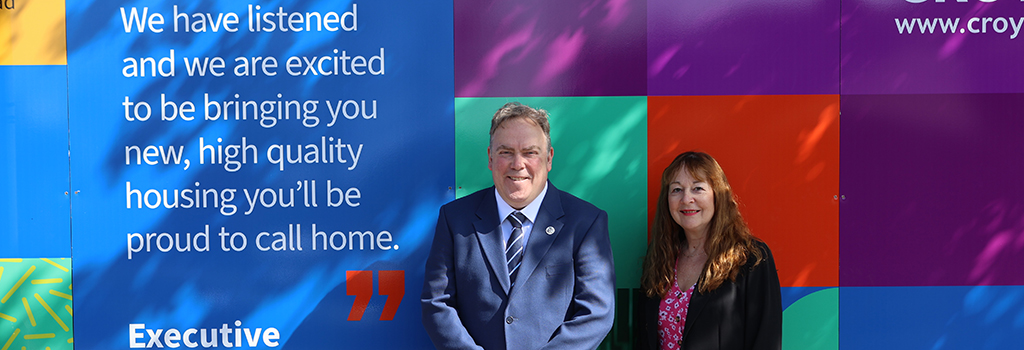 A picture of the Mayor at Regina Road hoardings.