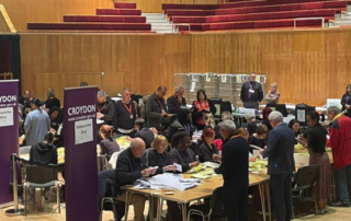 Croydon Council local elections count in Fairfield Halls.