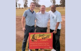 Mayor Perry with Palace legend, Mark Price and Ryan Noades, the owner of The Addington Golf Club at the Levi Roots charity golf day.