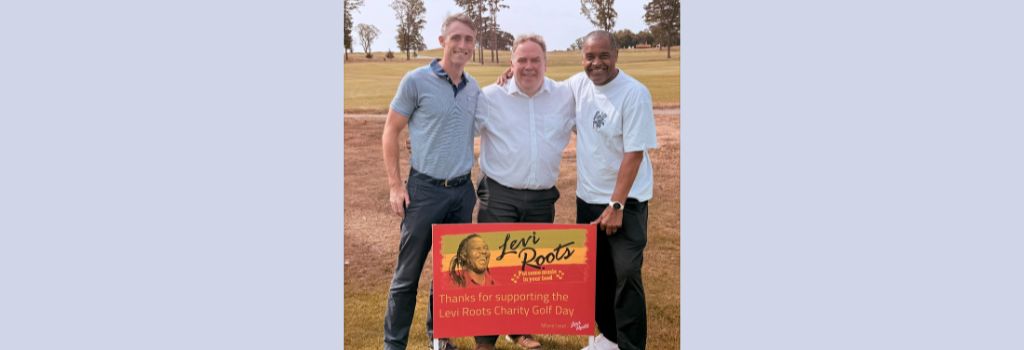 Mayor Perry with Palace legend, Mark Price and Ryan Noades, the owner of The Addington Golf Club at the Levi Roots charity golf day.