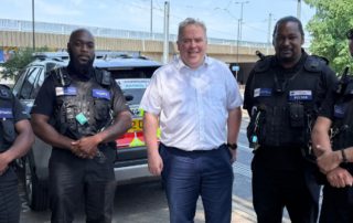 Mayor Perry with members of ParkGuard in Croydon.